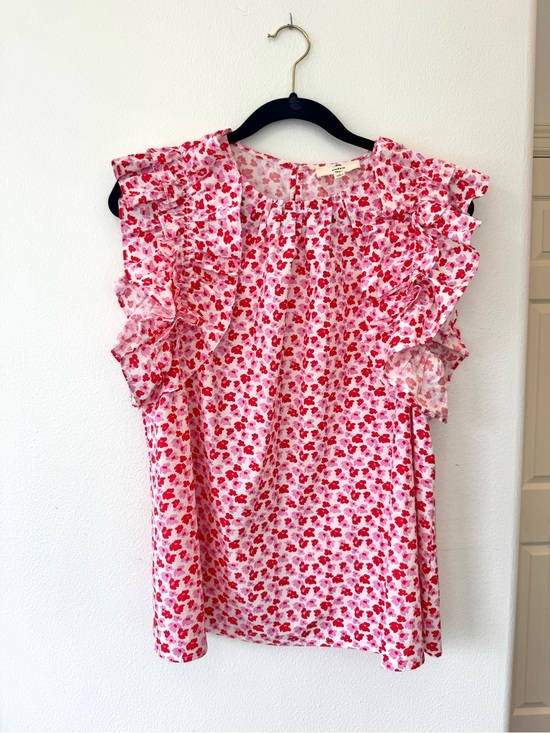 entro Tops - entro Pink and Red Floral Ruffle blouse size large